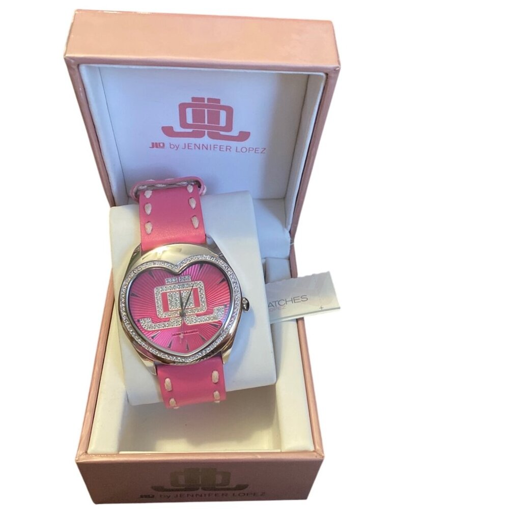 JLO By Jennifer Lopez Pink Ladies Watch With Rhinestones NIB New in Box  w/ Tags